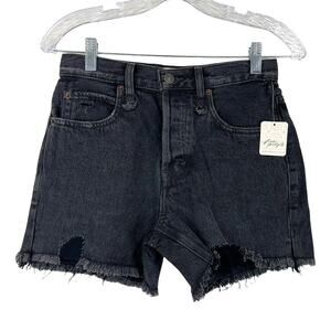 Free People NWT Makai Cutoff Short Washed Black Size 24 Frayed Hem 100% Cotton